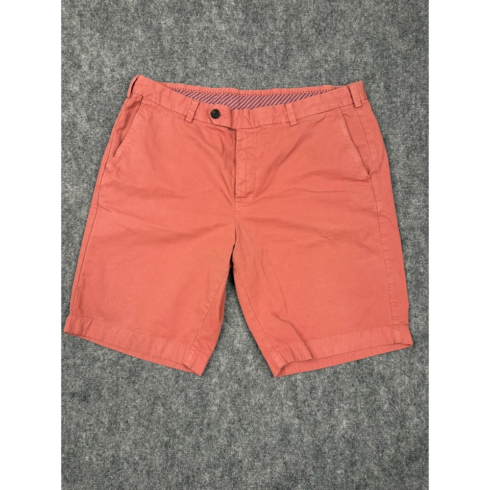 Brooks Brothers Mens 38 Bermuda Shorts Salmon Pink Coral Cotton Chino Flat Front